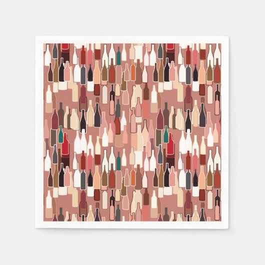 Wijnflessen, grondkleuren, teracoatachtergrond servetten (Voorkant)