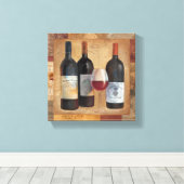 Wijnflessen met glas canvas afdruk (Insitu (Houten vloer))