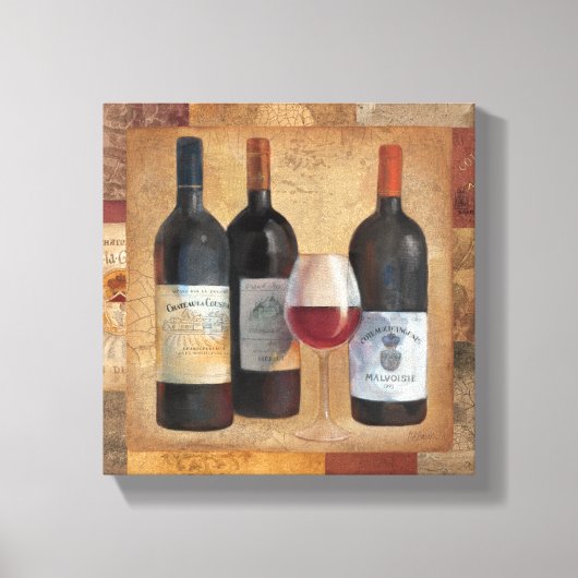 Wijnflessen met glas canvas afdruk (Voorkant)