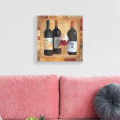 Wijnflessen met glas canvas afdruk (Insitu (Woonkamer))