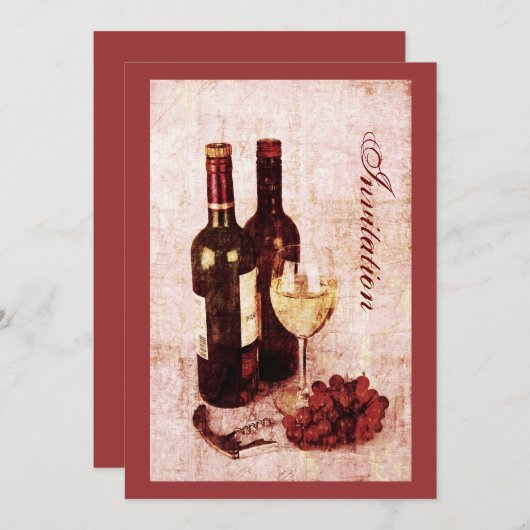 Wijnflessen met uitnodiging voor druiven (Voorkant / Achterkant)