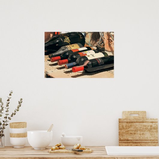 wijnflessen poster (Keuken)