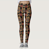 Wijnflessen Rode zwarte bruine Abstracte Leggings (Voorkant)