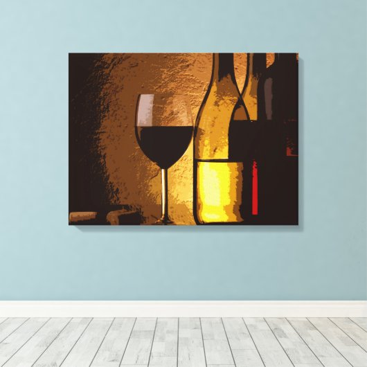 Wijnflessen verpakt canvas print (Insitu (Houten vloer))