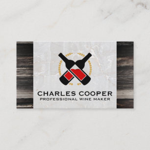 Wijnflessen Visitekaartje van marmer en hout