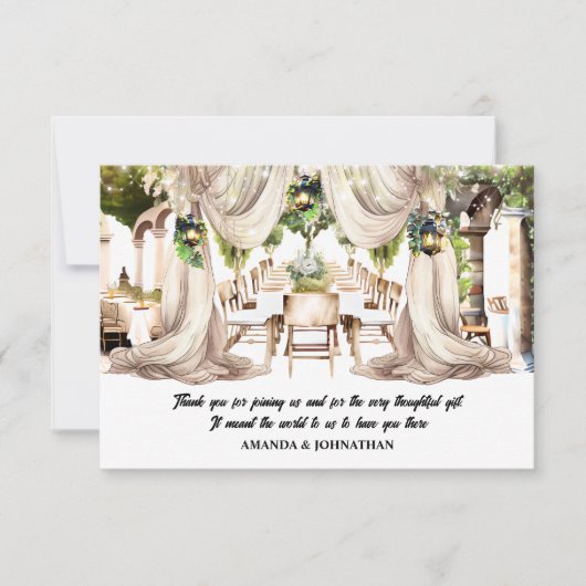 Wijngaard al fresco wijn boerderij tafel tafellake bedankkaart (Voorkant)