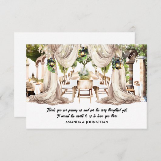 Wijngaard al fresco wijn boerderij tafel tafellake bedankkaart (Voorkant / Achterkant)