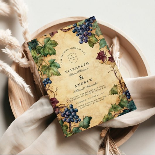  wijngaard bruiloft Grapevine Theme Kaart