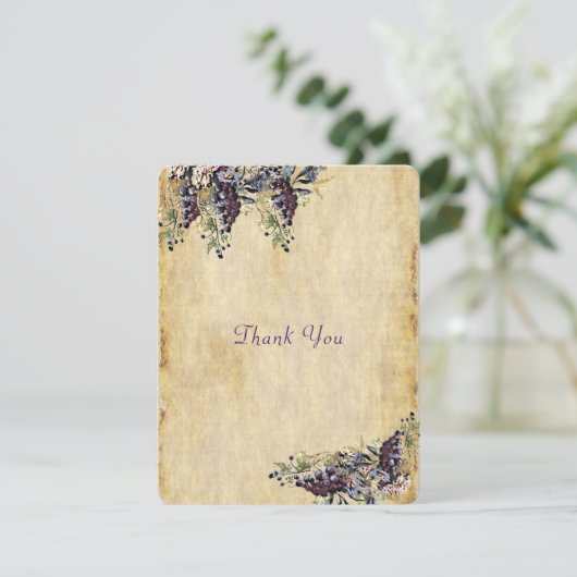 Wijngaard bruiloft, rustieke Waterverf, dank u Bedankkaart (Staand voorkant)