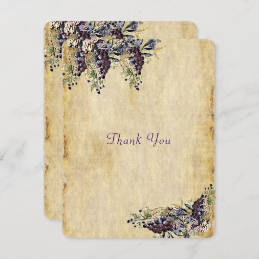 Wijngaard bruiloft, rustieke Waterverf, dank u Bedankkaart (Voorkant / Achterkant)