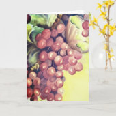 Wijngaard Druiven Waterverf Wenskaart | Wijn Kaart (Gele Bloem)