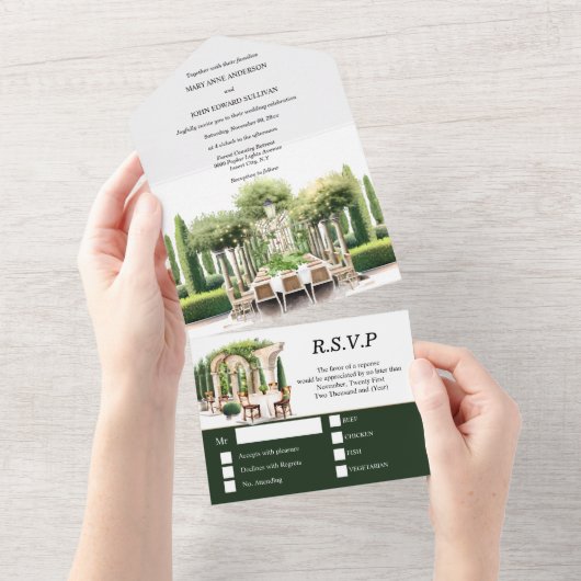 Wijngaard wijn boerderij formeel dineren populier  all in one uitnodiging (Afscheurbaar)