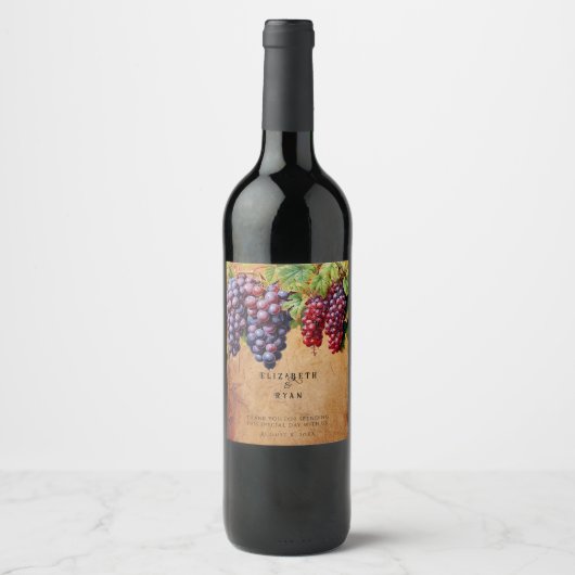 Wijngaard Wijnhuis Trouw Paarse Rode Druiven  Wijn Etiket (Voorkant)