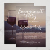 Wijnglas bij zonsondergang op een meer kaart (Voorkant / Achterkant)