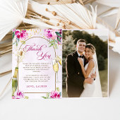 Wijnglas Bloemen Vrijgezellenfeest Foto Bedankkaart