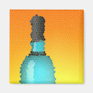 wijnglas en fles : gekleurd glas magneet