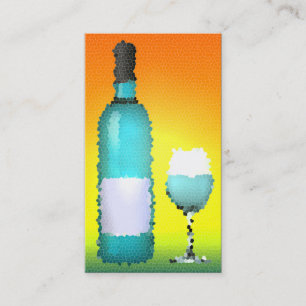 wijnglas en fles : gekleurd glas visitekaartje