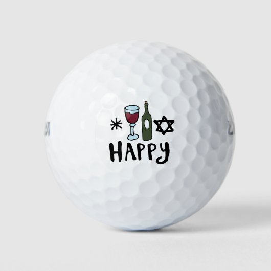 Wijnglas en fles gelukkig golfballen (Voorkant)