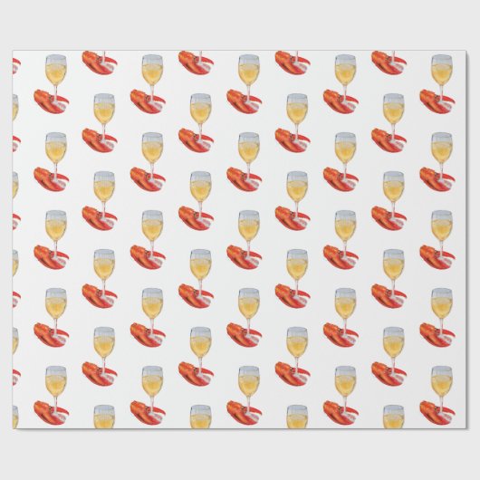 Wijnglas en Lobster Claw Wrapping Paper Cadeaupapier (Vlak)