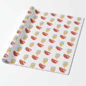 Wijnglas en Lobster Claw Wrapping Paper Cadeaupapier (Uitgerold)