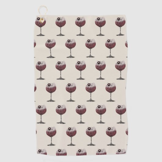 Wijnglas en Paws Perfecte Pairing Golfhanddoek (Voorkant)