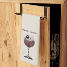 Wijnglas en Paws Perfecte Pairing Theedoek