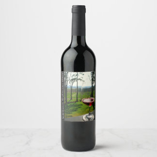 Wijnglas en wijngaarden Wijnlabel Wijn Etiket