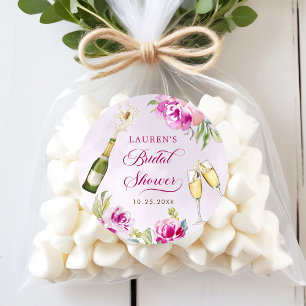 Wijnglas Floral Vrijgezellenfeest Ronde Sticker