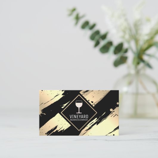Wijnglas | Goud geborsteld Visitekaartje (Staand voorkant)
