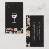 Wijnglas Goud gespikkeld Vintage bloempatroon Visitekaartje (Voorkant / Achterkant)