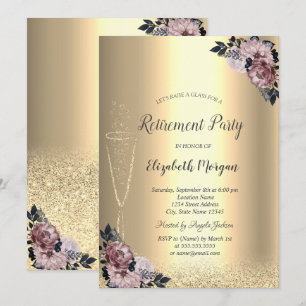 Wijnglas Gouden Bokeh Bloemen Pensioen I Kaart