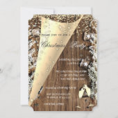 Wijnglas, houtextuur, kerstfeest kaart (Voorkant)