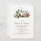 Wijnglas Kerstdiner en Drinken Kaart (Voorkant)