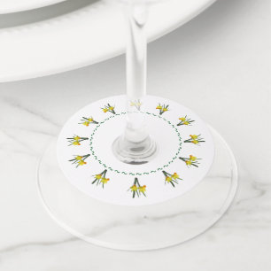 Wijnglas Label - Daffodils en Calendula