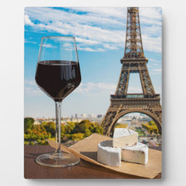 Wijnglas met brieskaas op Eiffeltoren Fotoplaat