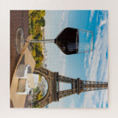 Wijnglas met brieskaas op Eiffeltoren Legpuzzel (Horizontaal)