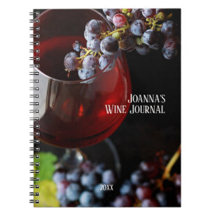 Wijnglas met druiven/gepersonaliseerd wijnjournaal notitieboek