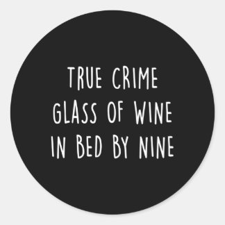 Wijnglas met echte criminaliteit, in hondenbrood ronde sticker