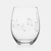 Wijnglas met Muzieknoten en notenbalk Wijnglas Zonder Voet (Achterkant)
