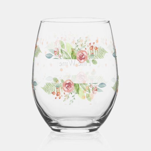 Wijnglas met pastelbloemen wijnglas zonder voet (Achterkant)