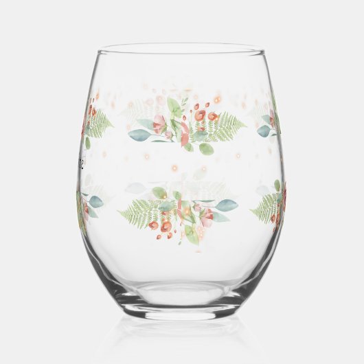 Wijnglas met pastelbloemen wijnglas zonder voet (Links)