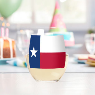 Wijnglas met vlag van Texas, VS Zonder Voet