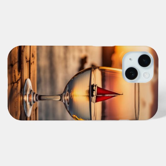 Wijnglas met zeilboot Case-Mate iPhone case (Achterkant (horizontaal))