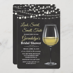 Wijnglas String Lights bruids douche uitnodiging