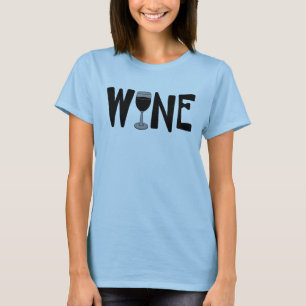 Wijnglas Tekst T-shirt