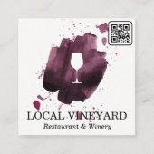 Wijnglas | Uitdrukkende penseel | QR-code Vierkante Visitekaartje (Voorkant)