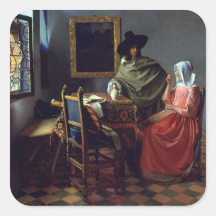 Wijnglas van Johannes Vermeer Vierkante Sticker