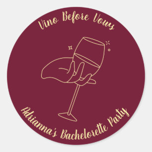 Wijnglas Vino voor geloften Bourgondië Bachelorett Ronde Sticker