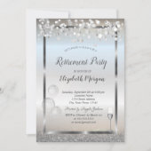 Wijnglazen ballonnen Silver Glitter Retirement Kaart (Voorkant)