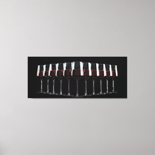 Wijnglazen met rode wijn in een rij canvas afdruk